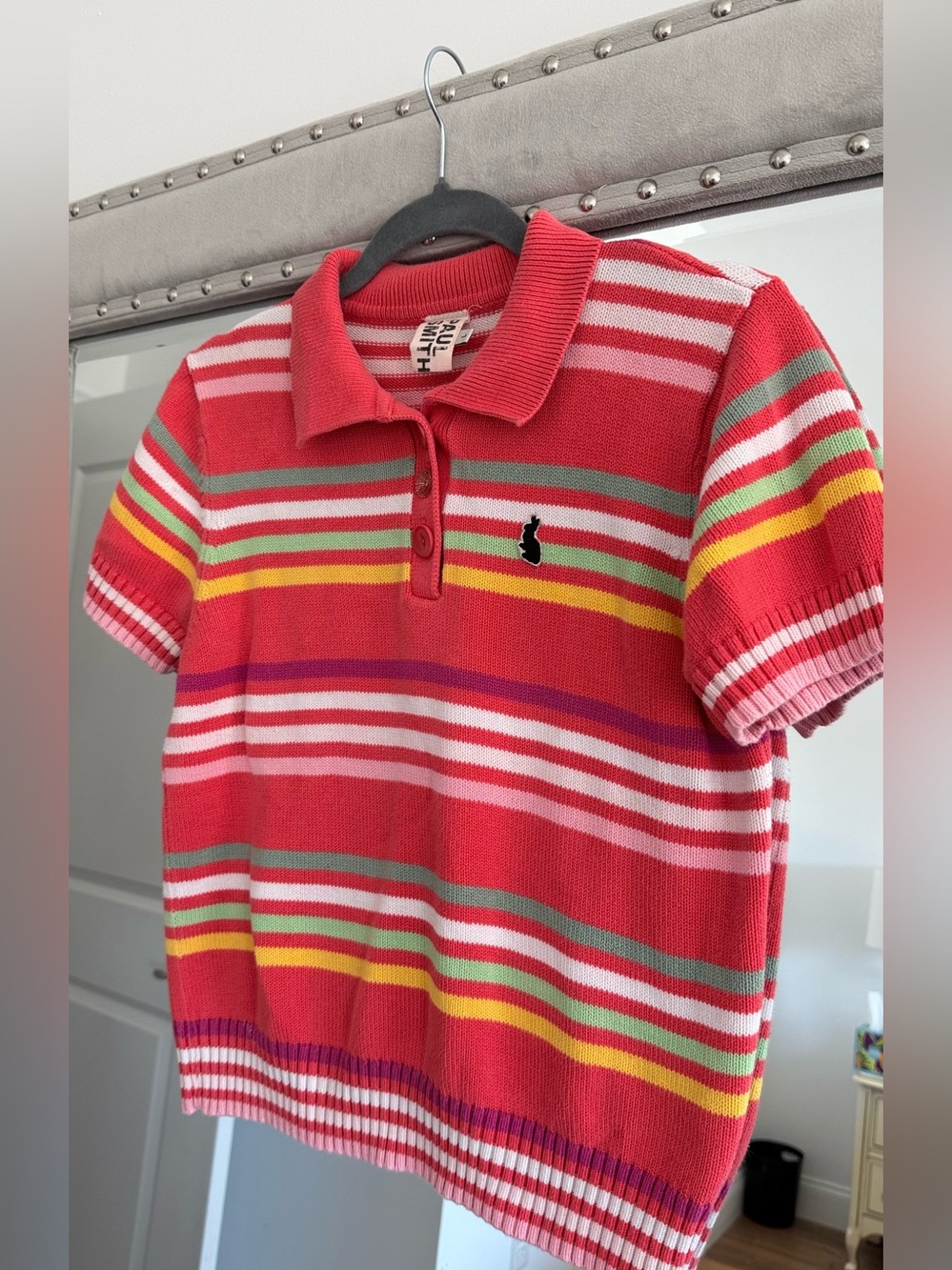 Paul Smith V-Neck Collared Striped Cotton-blend Polo tee sweater